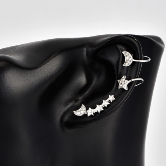 🔥 New 3 piece Diamonds star moon Earrings - Picture 8 of 8